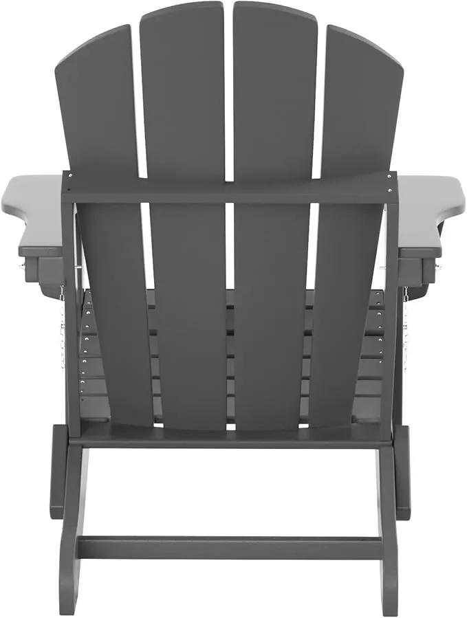 WO Home Furniture Adirondack Chairs Table Set of 3 PCS Outdoor Folding Chairs Coffee Table Weather/UV Resistant for Lawn, Garden, Bon Fire, Balcony (Gray) by GreenHaven Gardens