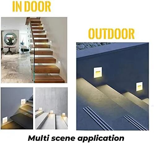 4Pcs 3W LED Step Light, 120V Warm White 3000K IP65 Waterproof Recessed Wall Light, Stair Light Staircase Light Lighting lamp, Inside Outside Garden Balcony Corridor, Aluminum by GreenHaven Gardens