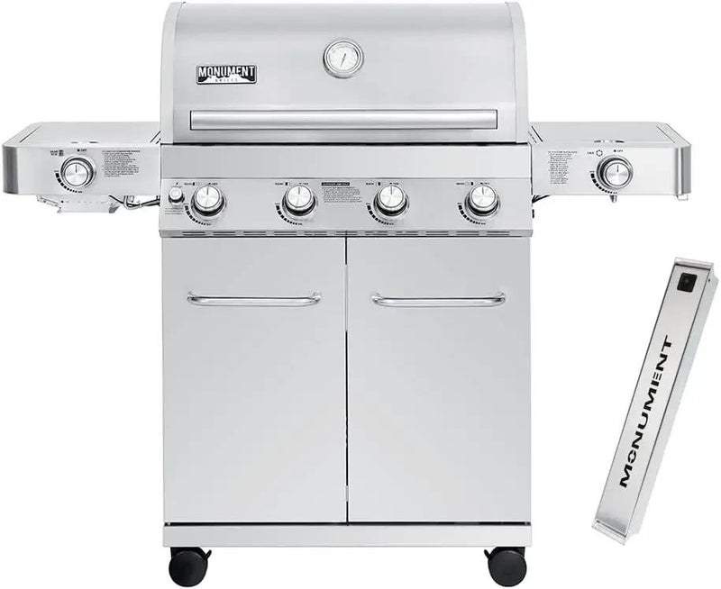 Monument Grills Larger 4-Burner Propane Gas Grills Stainless Steel with Smoke Box(2 items) by GreenHaven Gardens