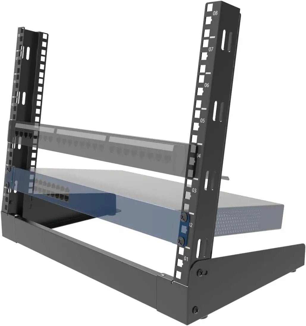 JINGCHENGMEI 8U Desktop Server Rack 2-Post Free Standing Tabletop Rack for 19 inches Patch Panel, Data, AV, IT,Studio, Networking Equipments or Components (8U) by GreenHaven Gardens