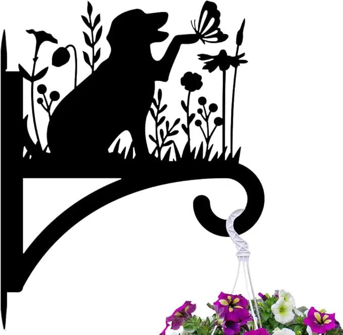 Peacoblue Iron Plant Hangers Holder for Outdoor Indoor Hanging Plants Fern Pots, Lantern, Bird Feeder, Wind Chimes, 12”x14” Dog Weather Resistant Metal Wall Brackets Hooks for Porch, Garden, Home(Dog) by GreenHaven Gardens
