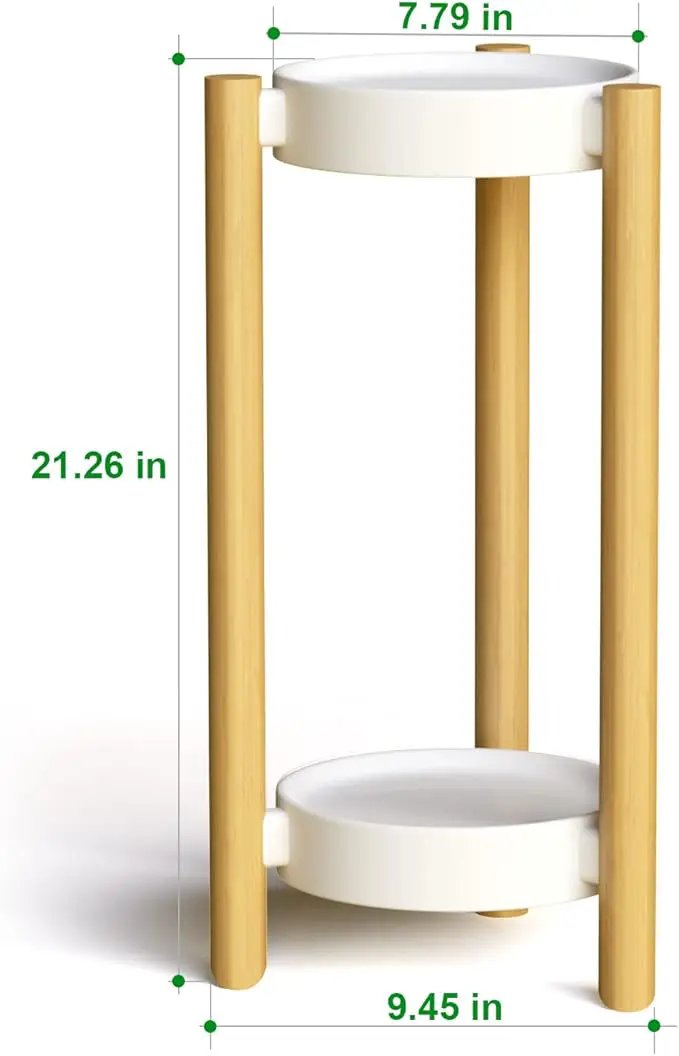 Bamboo Plant Stands Indoor, 2 Tier Steel Tray Tall Corner Plant Stand Holder & Plant Display Rack for Outdoor Garden Indoor Home (2 Tier) by GreenHaven Gardens