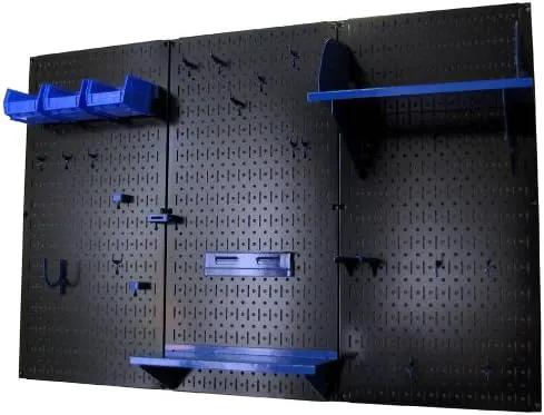 Wall Control Pegboard Organizer 4 ft. Metal Pegboard Standard Tool Storage Kit with Black Toolboard and Blue Accessories by GreenHaven Gardens