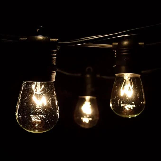 Hometown Evolution, Inc. 100 Foot Commercial Grade Outdoor String Lights (100 Foot 50 Socket, S14 11 Watt Clear Light Bulbs) by GreenHaven Gardens