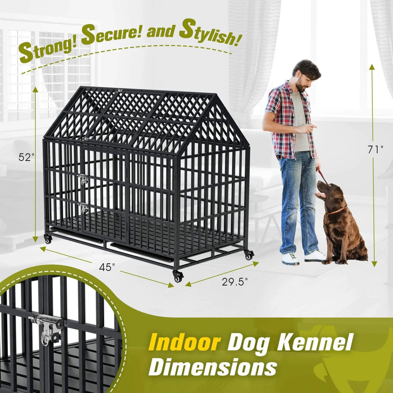 52-Inch Heavy-Duty Dog Crate With Roof Top Escape Proof Design (SAK90267) by SAKSBY WHOLESALE