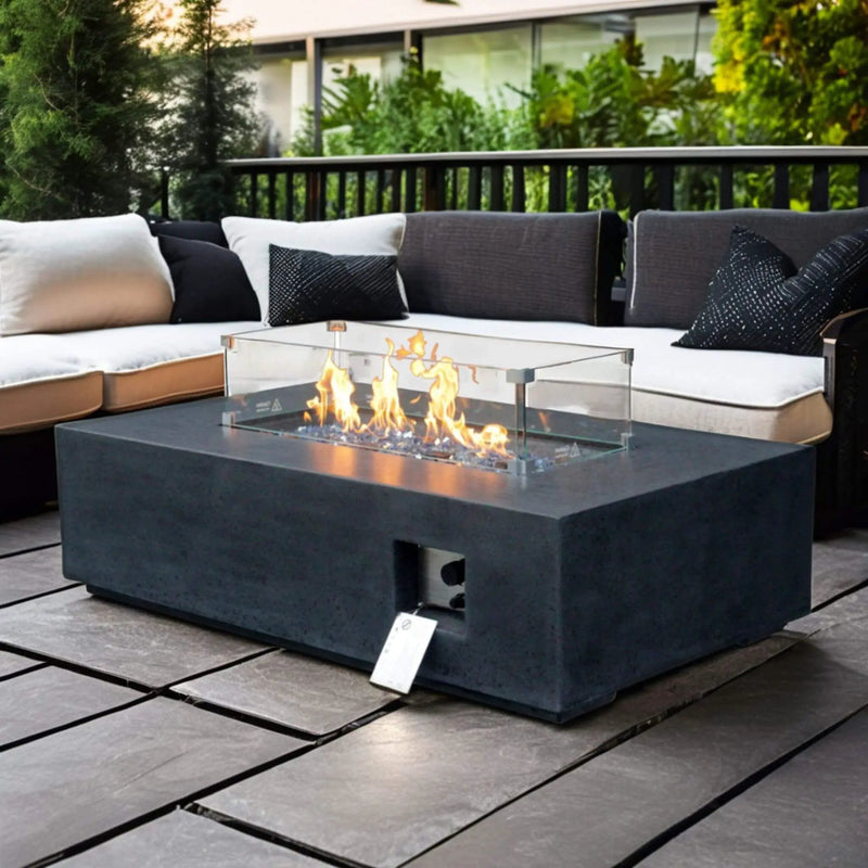 Alora 52-Inch Portable Concrete Rectangular Propane Fire Pit Table With Repair Kit (SAK52304) by SAKSBY WHOLESALE