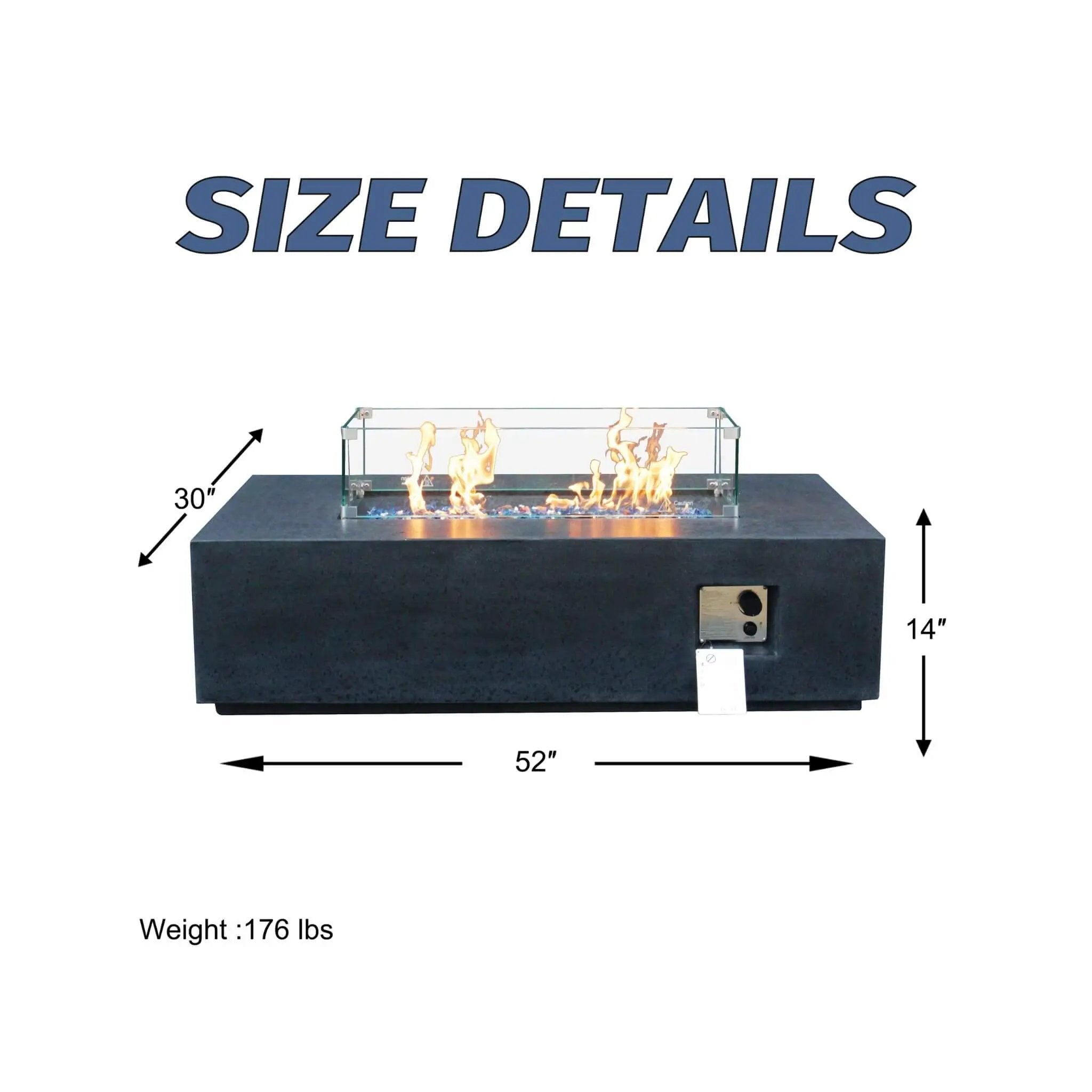 Alora 52-Inch Portable Concrete Rectangular Propane Fire Pit Table With Repair Kit (SAK52304) by SAKSBY WHOLESALE