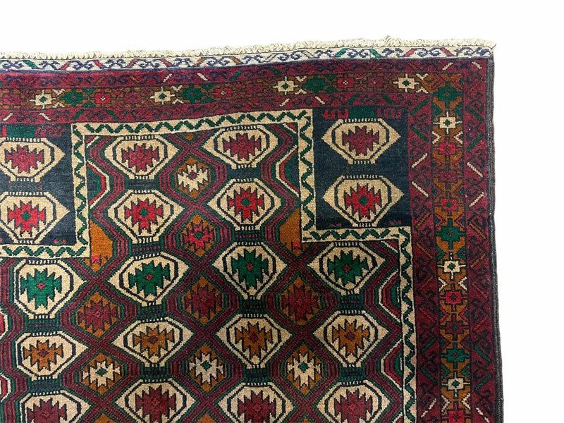 3x5 Vintage Handmade Wool Rug Tribal Turkoman Balouch Prayer Rug Organic Dyes by Jewel Rugs