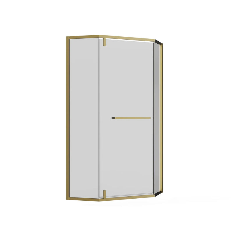 Goodyo - Neo-Angle Frameless Shower Door - Gold by HouseOfZazla