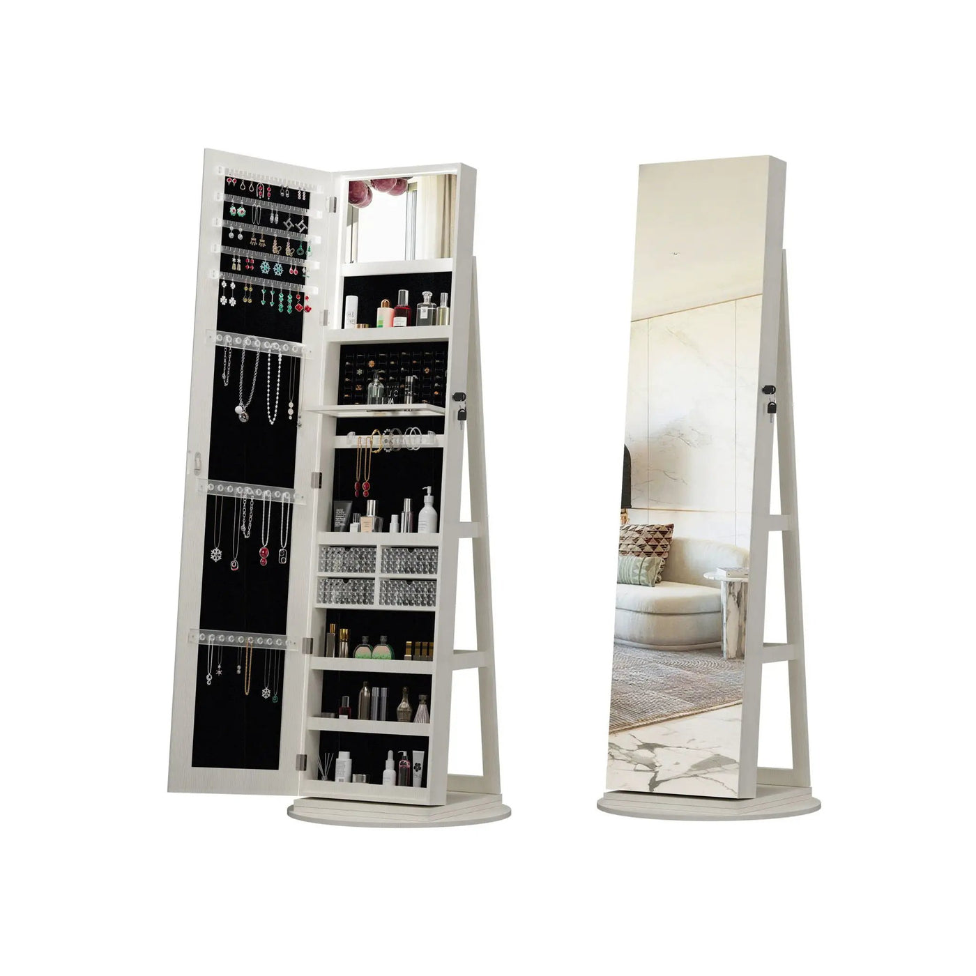 Swivel Jewelry Cabinet With Full Length Mirror by Unique Piece Furniture