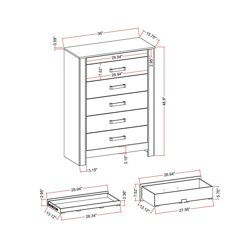 Lorenzo - 5 Piece Bedroom Set With Glittered Detailing