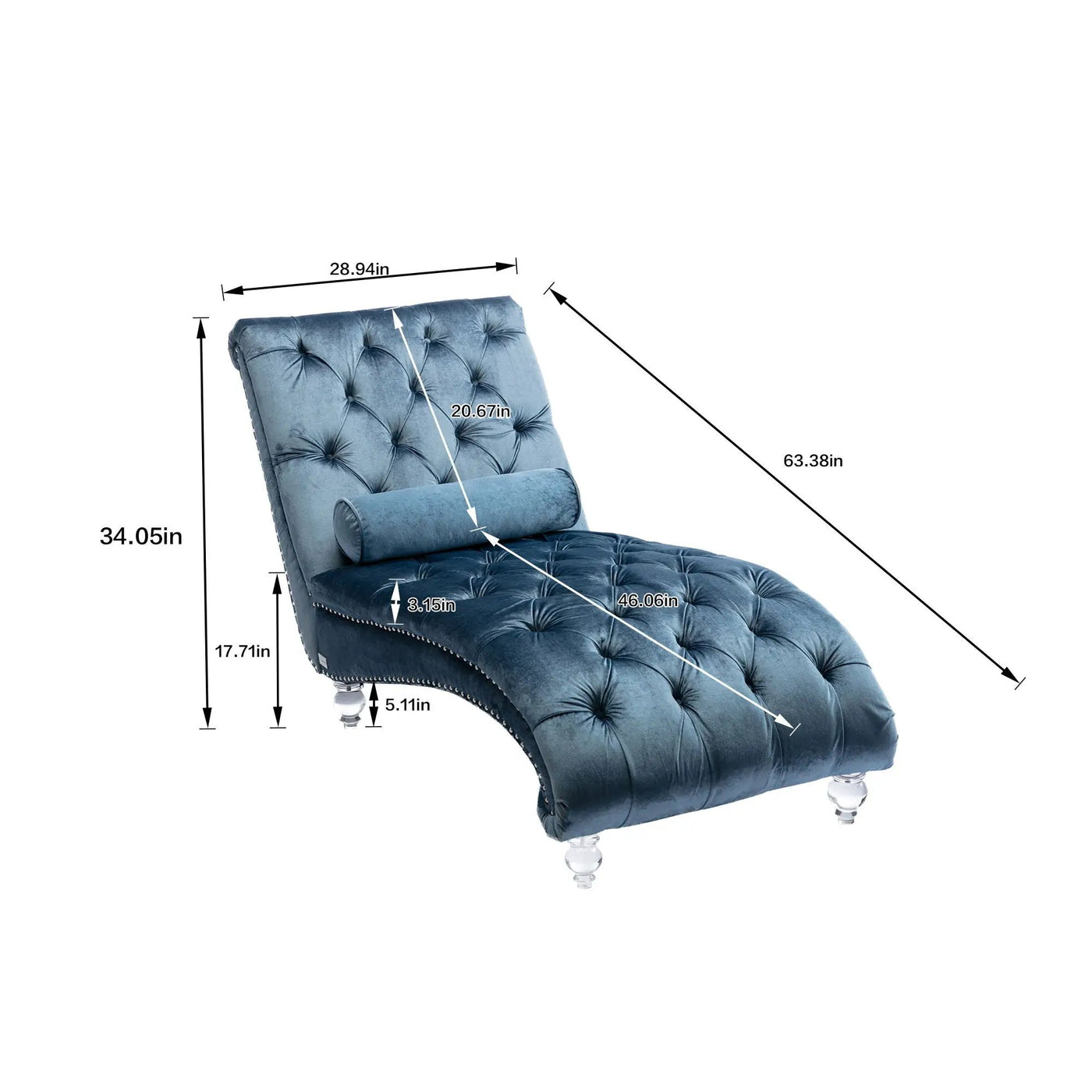 Chaise Lounge Indoor, Button Tufted Upholstered Chaise Lounge Chair With Pillow by Unique Piece Furniture