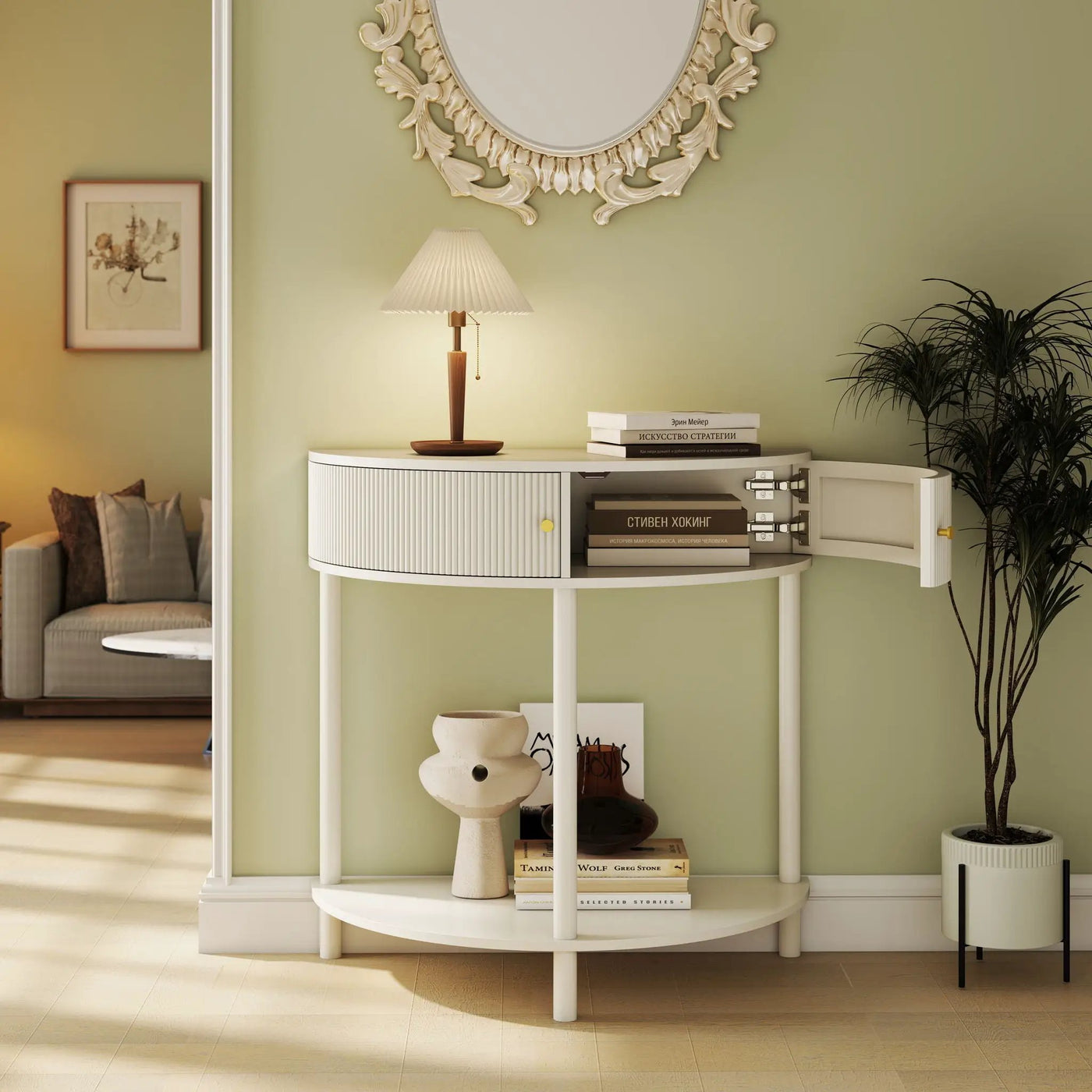 Demi Lune - Console Table With 2 Storage Drawers by Unique Piece Furniture