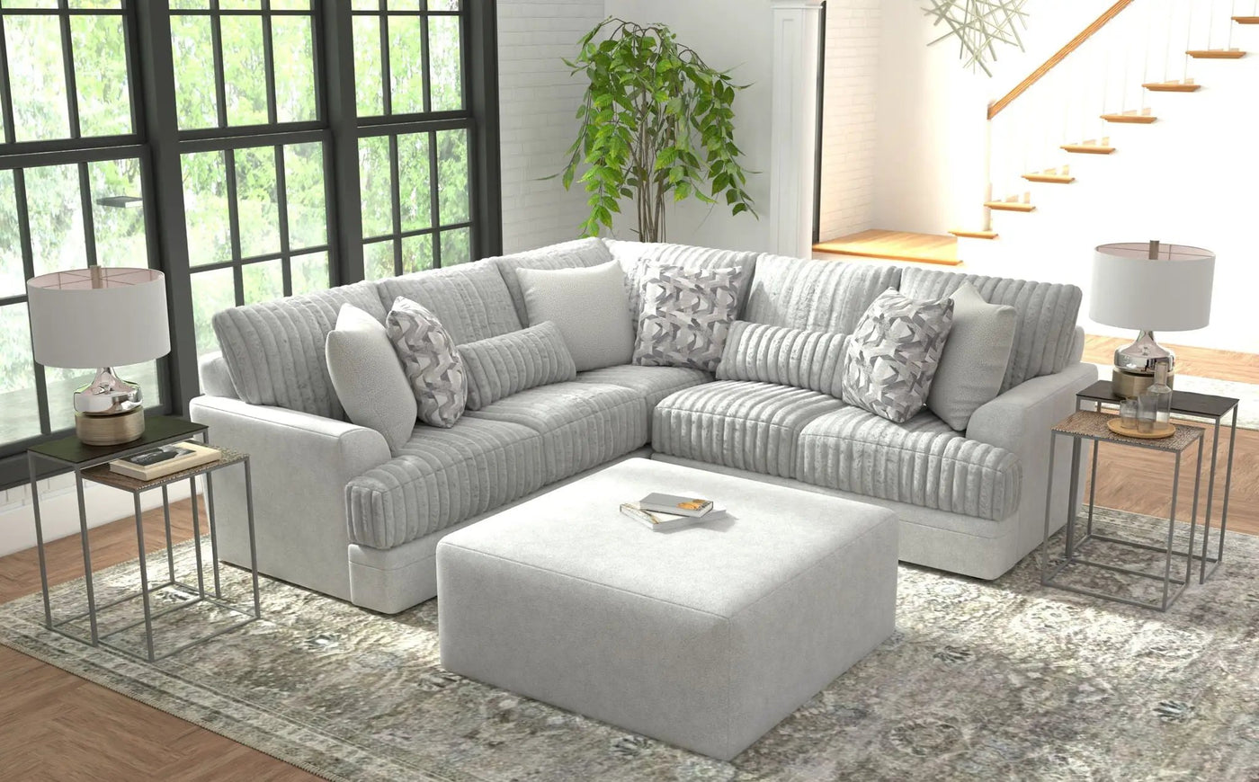 Titan - Sectional With Comfort Coil Seating, Cocktail Ottoman And Accent Pillows Included by Unique Piece Furniture