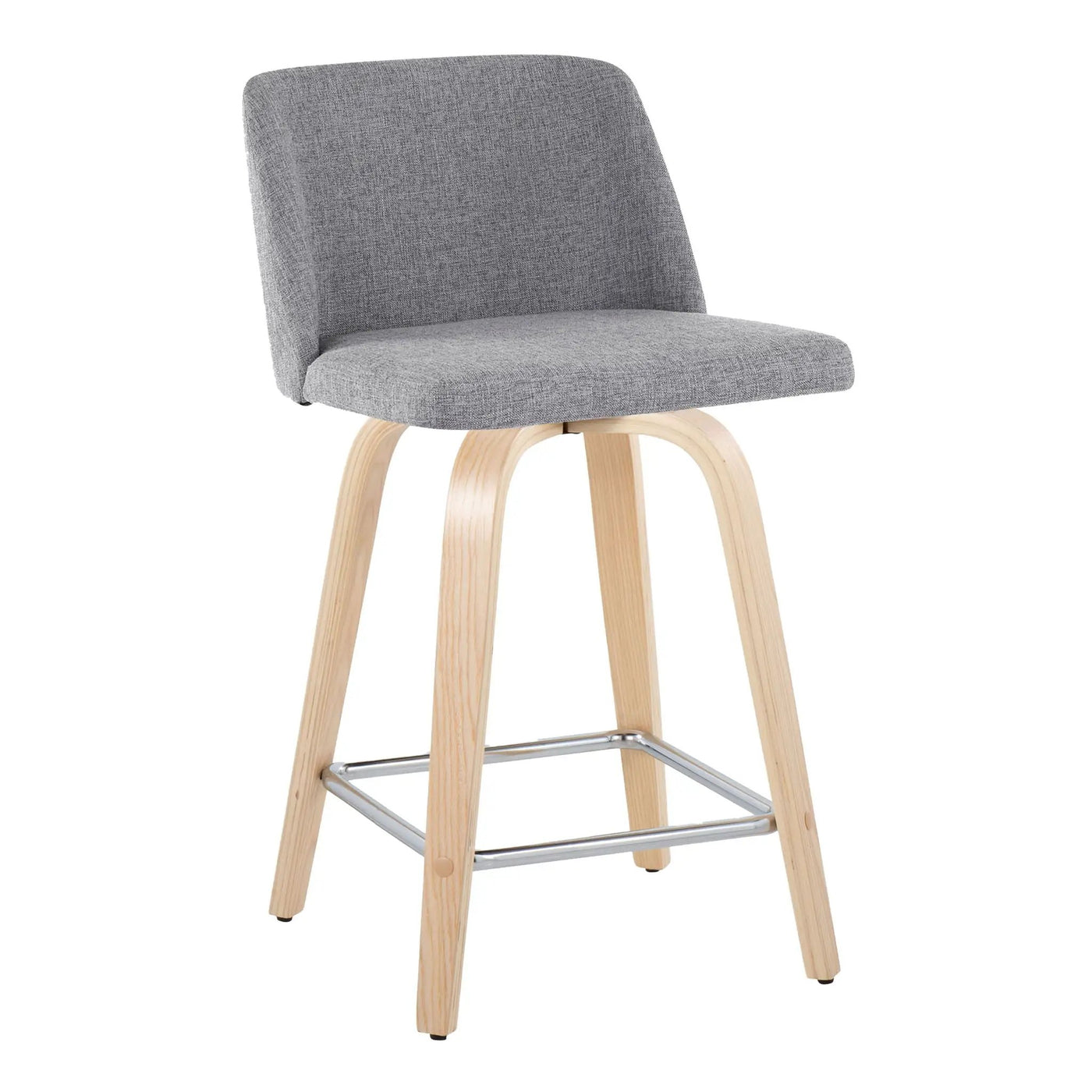 Toriano - Contemporary Fixed Height Counter Stool With Swivel With Square Footrest (Set of 2) by HouseOfZazla