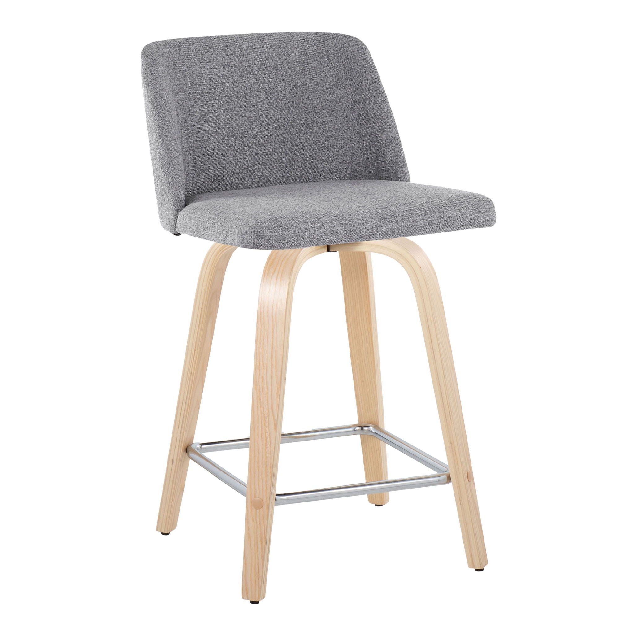 Toriano - Contemporary Fixed Height Counter Stool With Swivel With Square Footrest (Set of 2) by HouseOfZazla