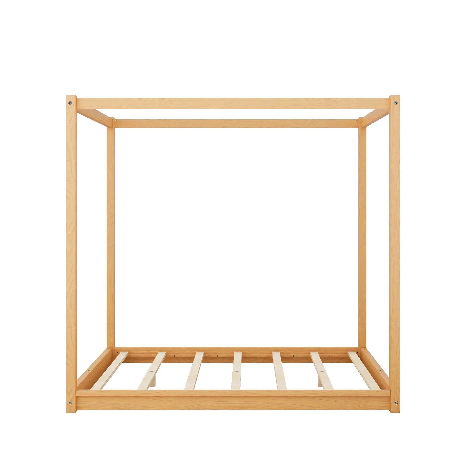 Wood Canopy Platform Bed With Support Legs And Airflow Slats