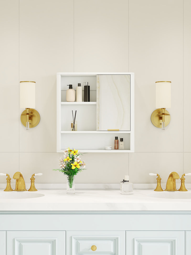 Modern Bathroom Mirror Cabinet with Open Shelves by HouseOfZazla