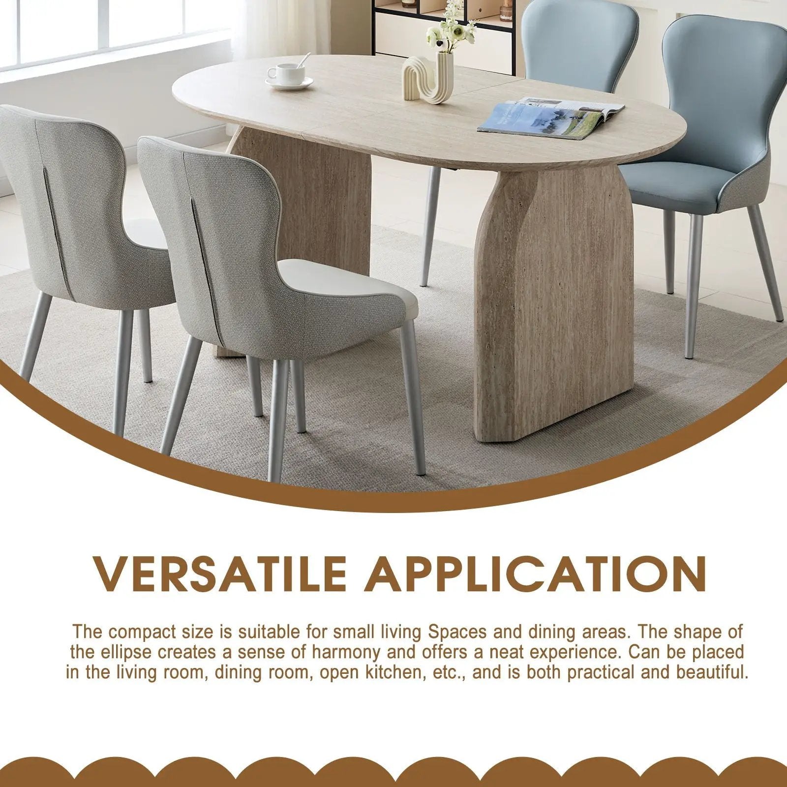 Oval Extendable Dining Table With Dual Pillar Design - Off White by HouseOfZazla