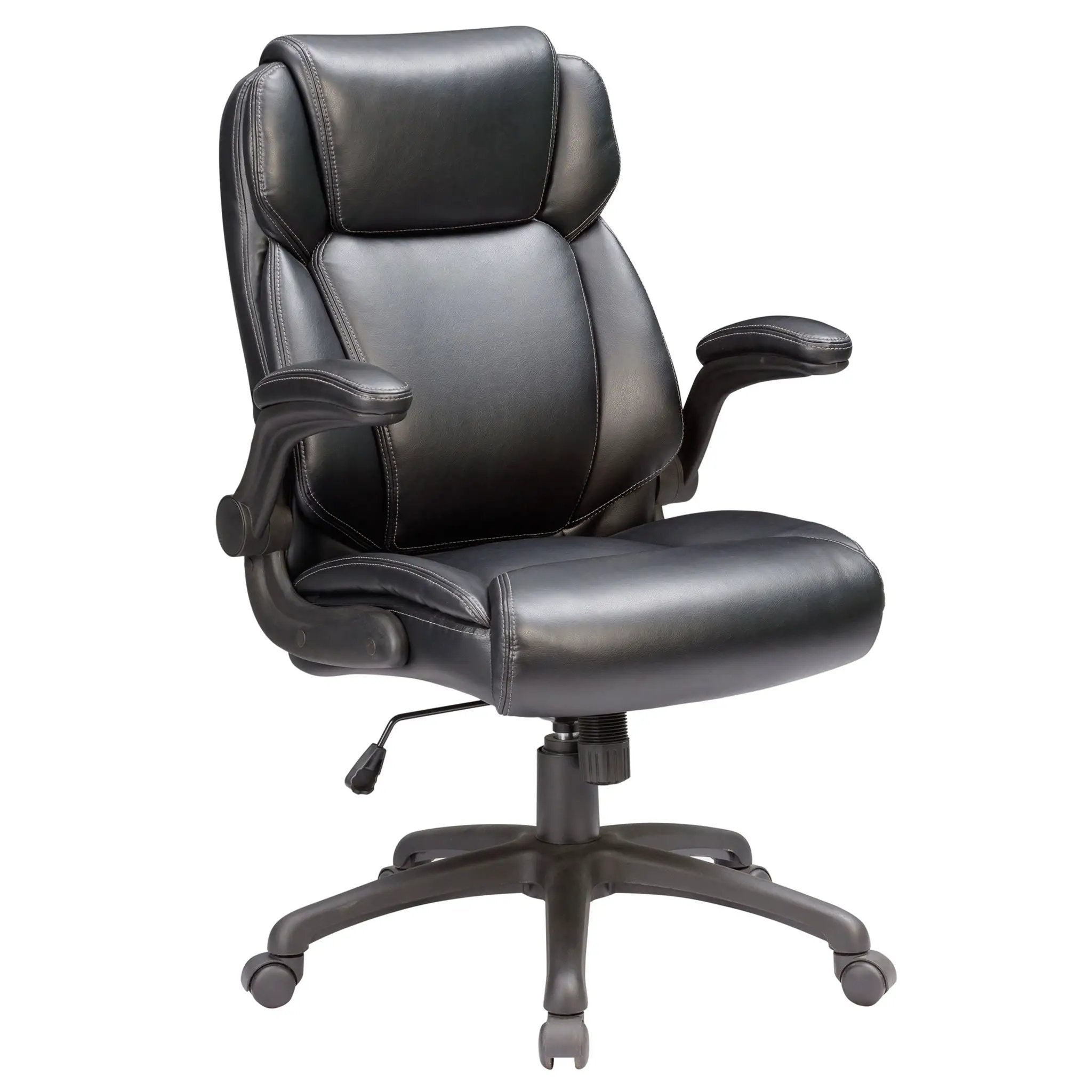 Modern Adjustable Office Chair Leather Upholstered Swivel Chair With Butterfly Mechanism Headrest - Gray by HouseOfZazla