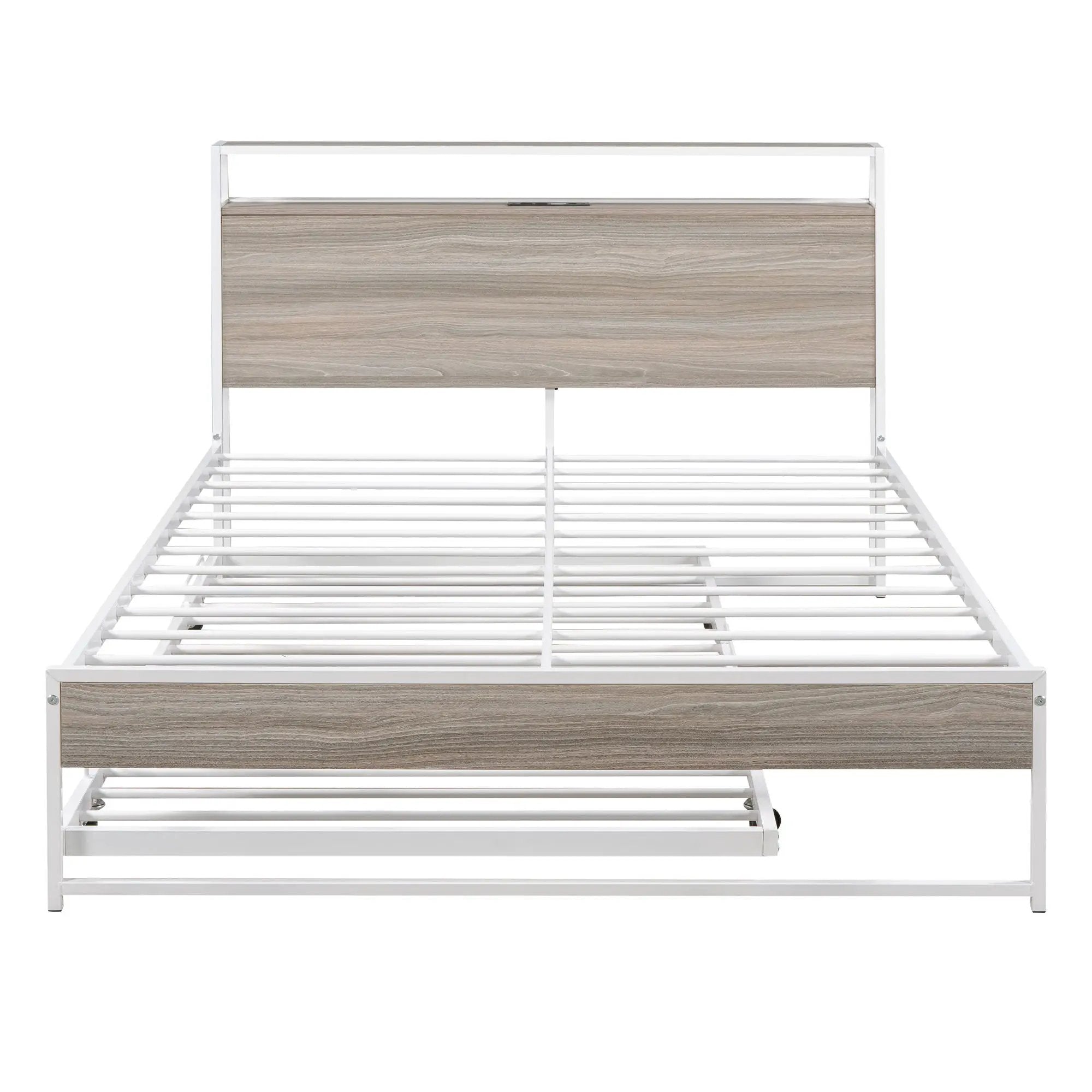 Platform Bed Frame With Trundle, USB Ports And Slat Support, No Box Spring Needed by Unique Piece Furniture