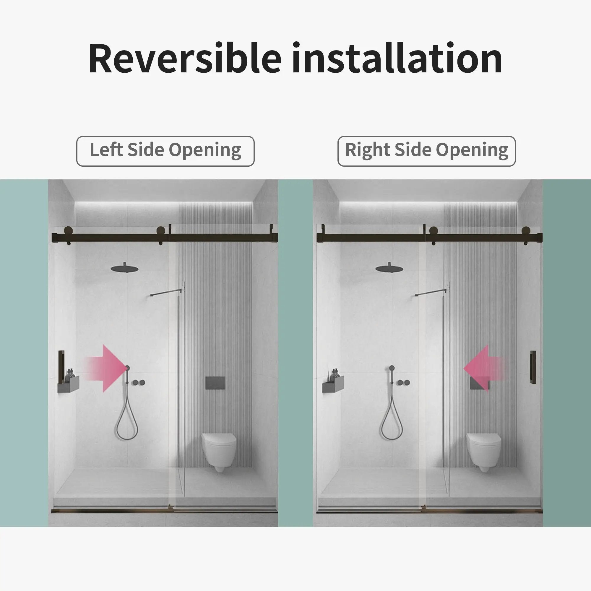 Frameless Sliding Shower Door With Soft- Close, 3 / 8" Tempered Glass by HouseOfZazla