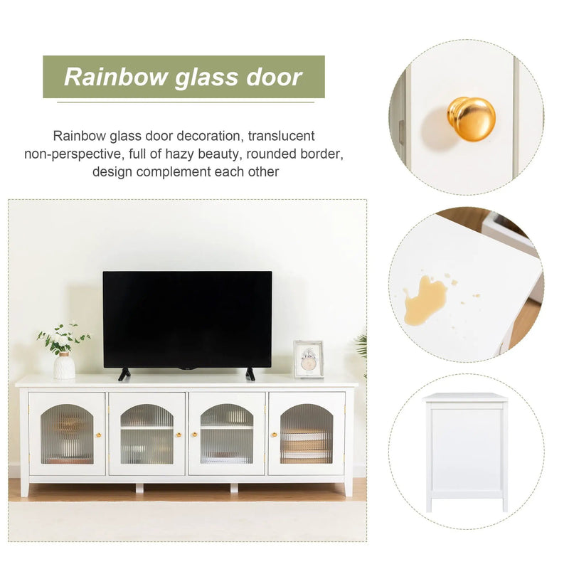 StylishTVcabinet Entertainment CenterTV Stand, TVconsoletable, Media Console, Solidwood Frame, Changhong Glass Door, Metal Handle by Unique Piece Furniture