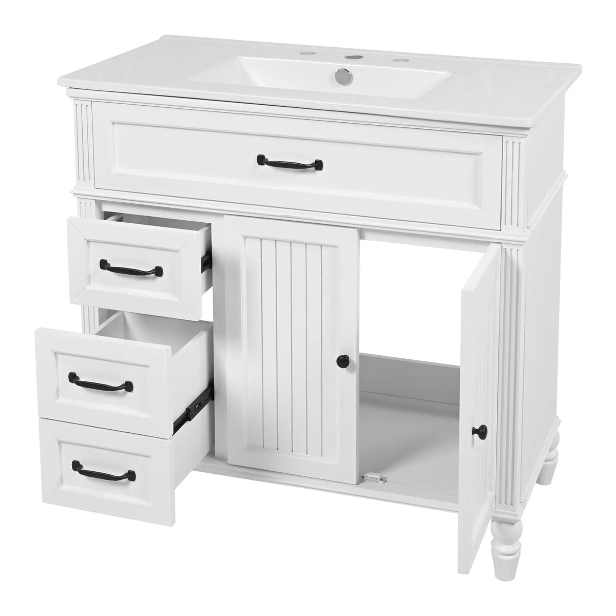 Bathroom Vanity With Sink, 2 Doors 2 Drawers, Freestanding Design by HouseOfZazla