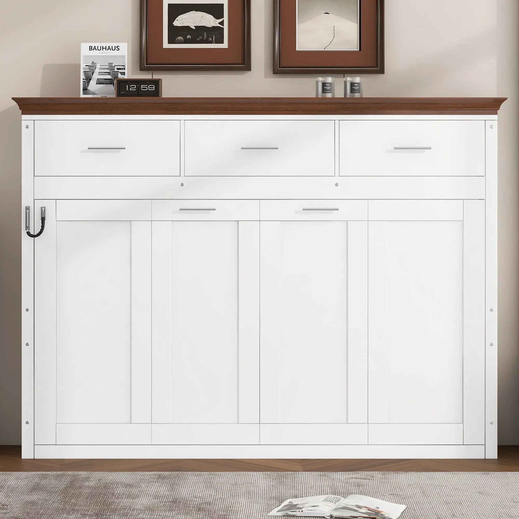 Twin Size Murphy Bed With 3 Drawers - White by Unique Piece Furniture