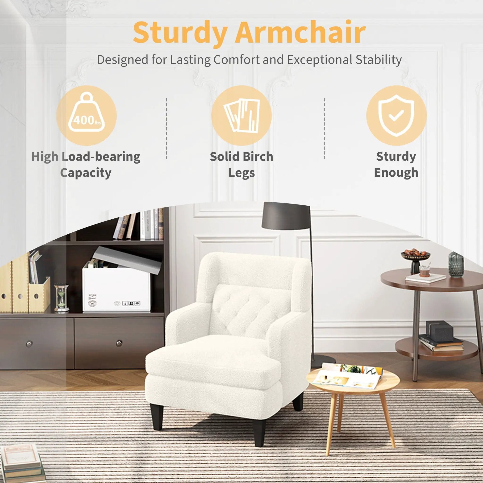 Upholstered Accent Chair Tufted Armchair For Living Room And Bedroom by Unique Piece Furniture