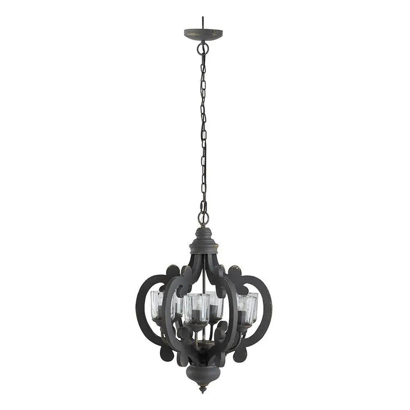 Farmhouse Chandelier, 6 Light Wood Chandelier Pendant Light Fixture With Adjustable Chain For Dining Room Living Room Entryway, Bulb Not Included by Unique Piece Furniture