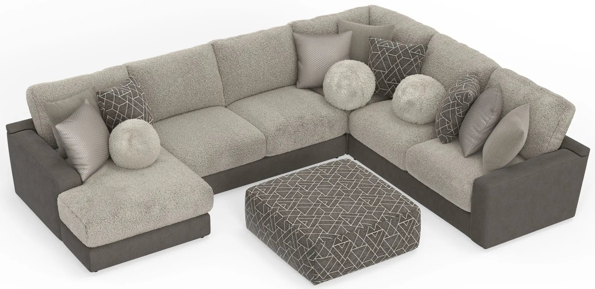 Canyon - 4 Piece Sectional With Cuddler Seat Cushions, Included Accent Pillows And Cocktail Ottoman (Left Side Facing Chaise) - Umber by Unique Piece Furniture