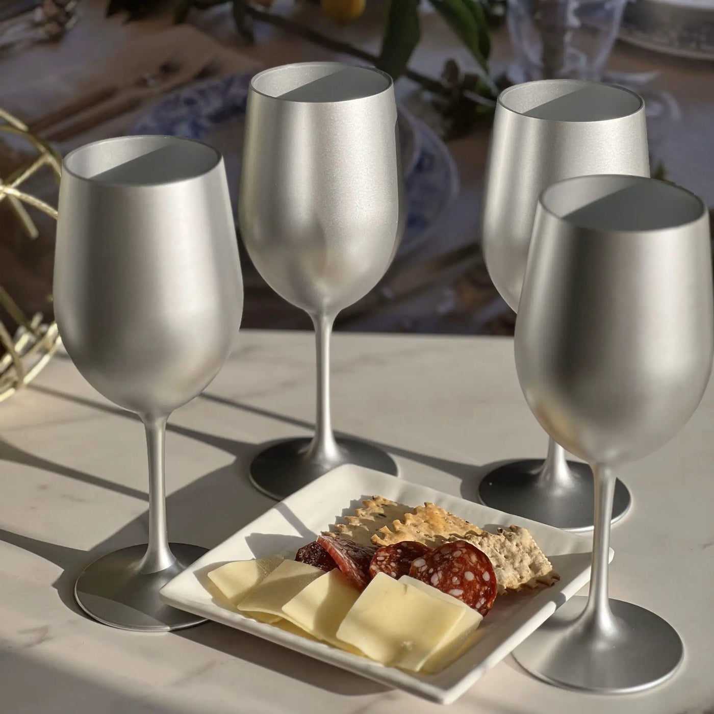 Leadingware Metallic Plastic Wine Glasses (Set of 4) by HouseOfZazla
