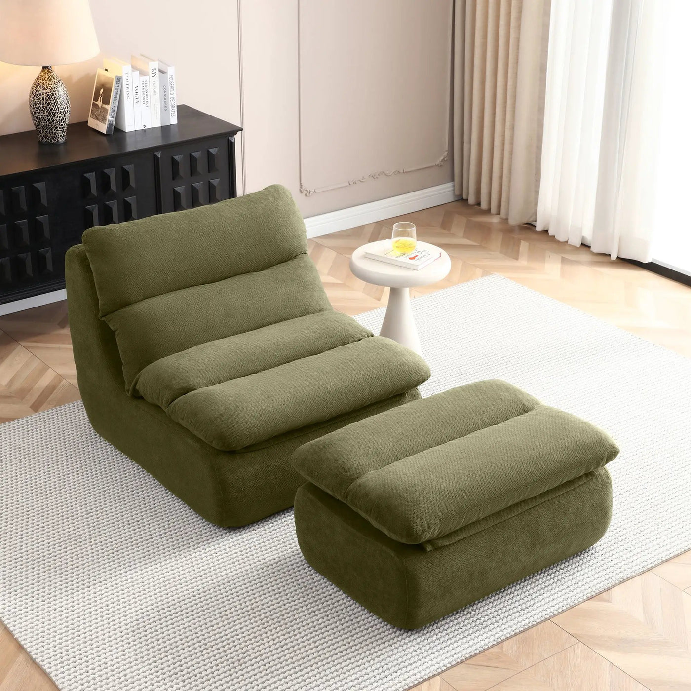 32" Bean Bag Chair with Ottoman by HouseOfZazla