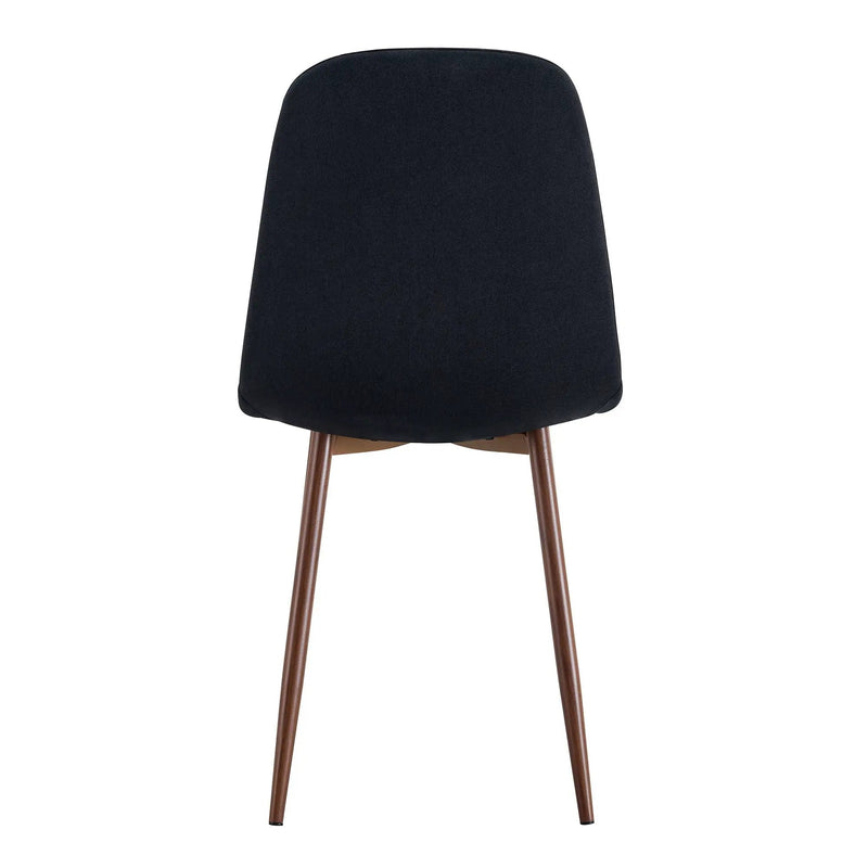 Luxury Simple Chair (Set of 4) Linen Cotton High Resilience Dining Chair With Metal Color Leg - Black / Walnut by HouseOfZazla