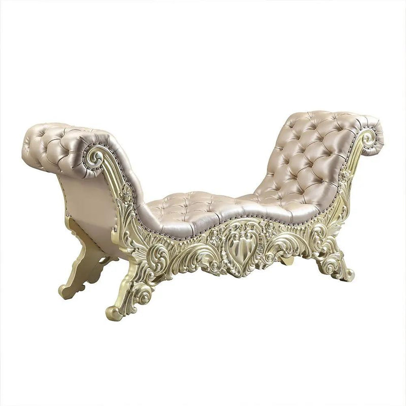 Vatican - Bench - Synthetic Leather, Light Gold & Champagne Silver by Unique Piece Furniture