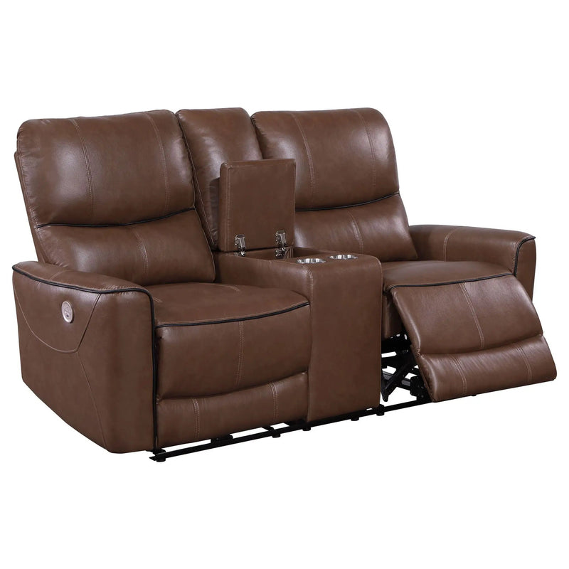 Greenfield 3-piece Power Reclining Sofa Set Saddle Brown by Unique Piece Furniture