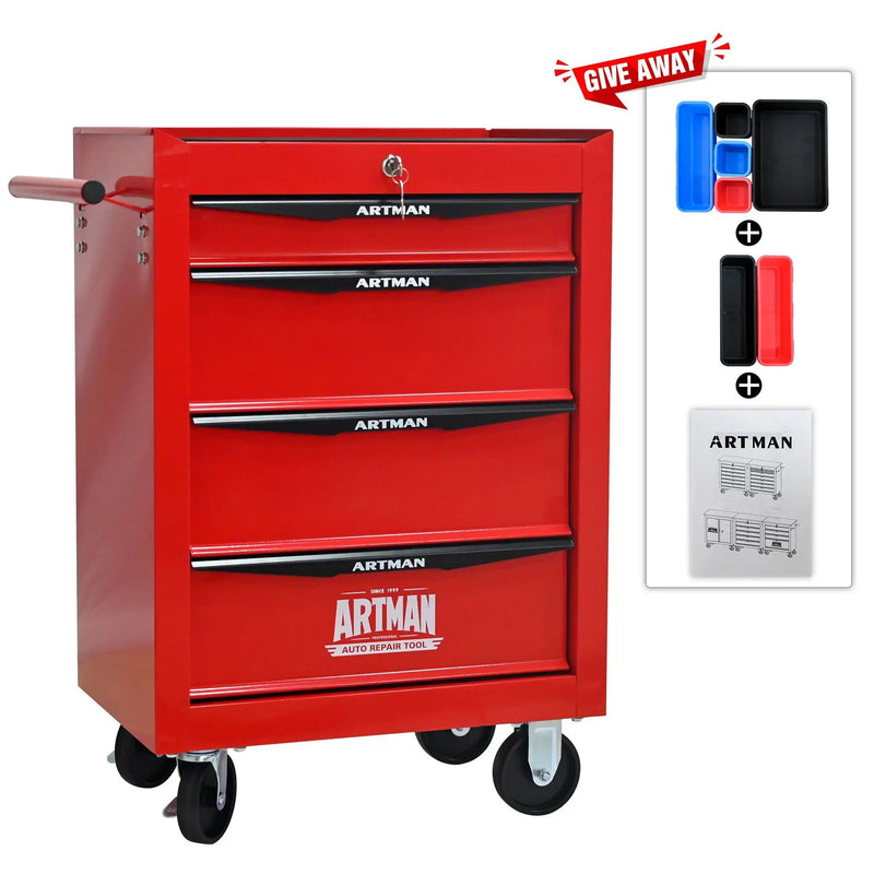 Rolling Metal Tool Chest With Drawers, Steel Storage Cabinet With Ball Bearing Slides by HouseOfZazla
