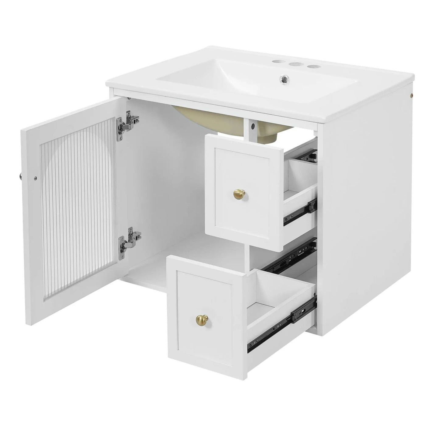 Wall-Mounted Bathroom Vanity Set With Sink, 2 Drawers And Soft-Close Door by Unique Piece Furniture