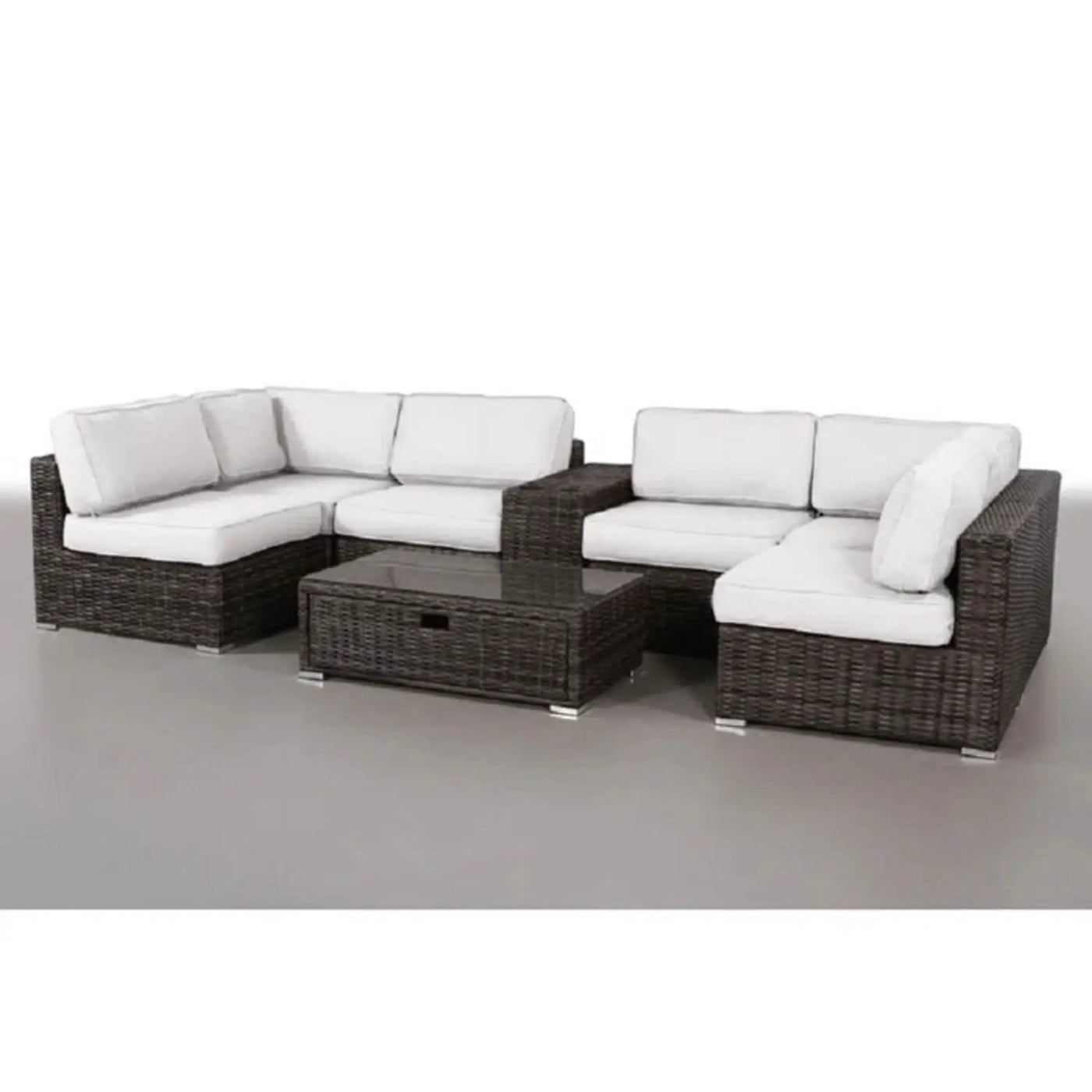 Elegant 4 Person Wicker Patio Seating Set With Cushions And Glass Top Table by HouseOfZazla