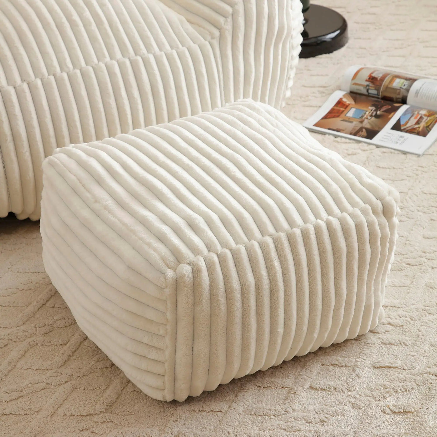 Giant Bean Bag Chair With Armrests And Footstool by Unique Piece Furniture