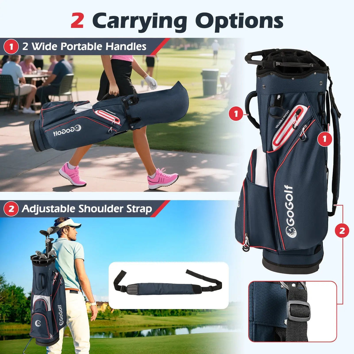 Golf Cart Bag Lightweight Portable Golf Club Organizer Bag, photo 12 of 16