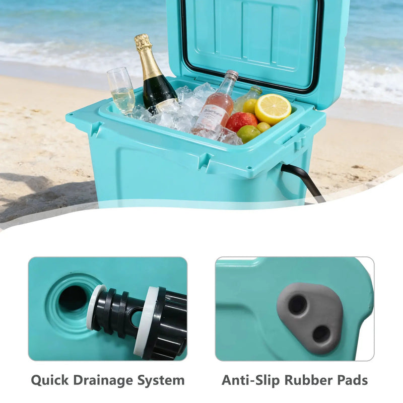 25QT Portable Cooler, Insulated Hard Cooler with Bottle Opener and Cup Holder by HouseOfZazla