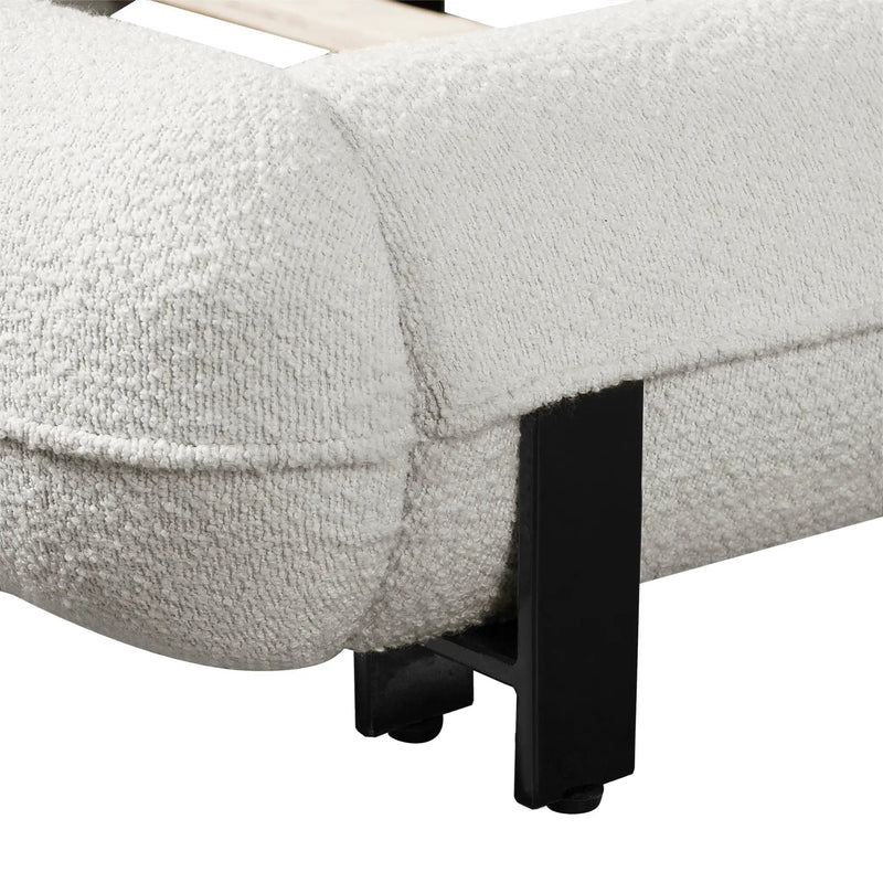 Queen Size Upholstered Bed Frame with Boucle Fabric and Steel Legs by HouseOfZazla