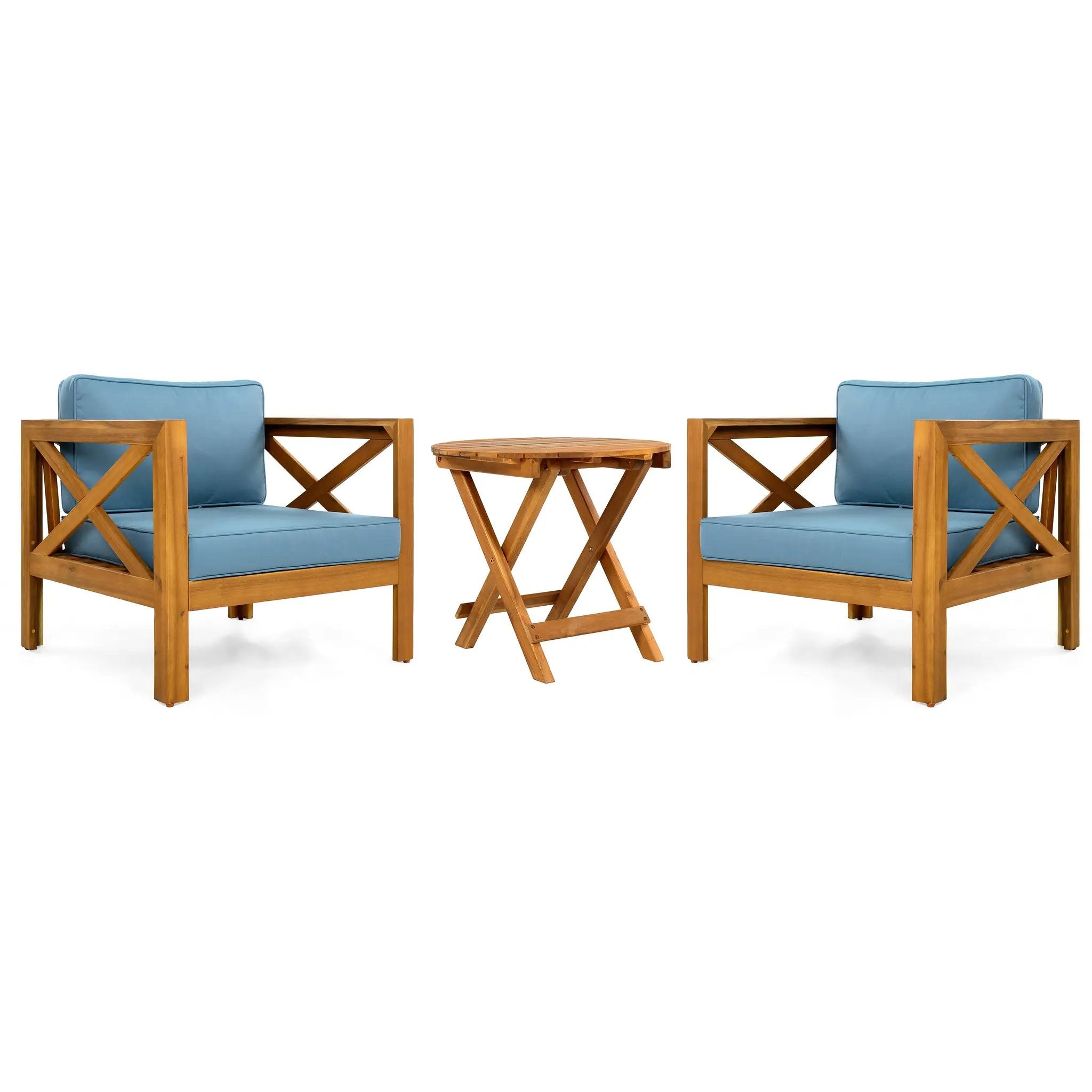 Patio Conversation Set, Outdoor Wood Conversation Seat (Set of 2) by HouseOfZazla