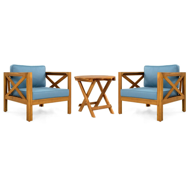 Patio Conversation Set, Outdoor Wood Conversation Seat (Set of 2) by HouseOfZazla