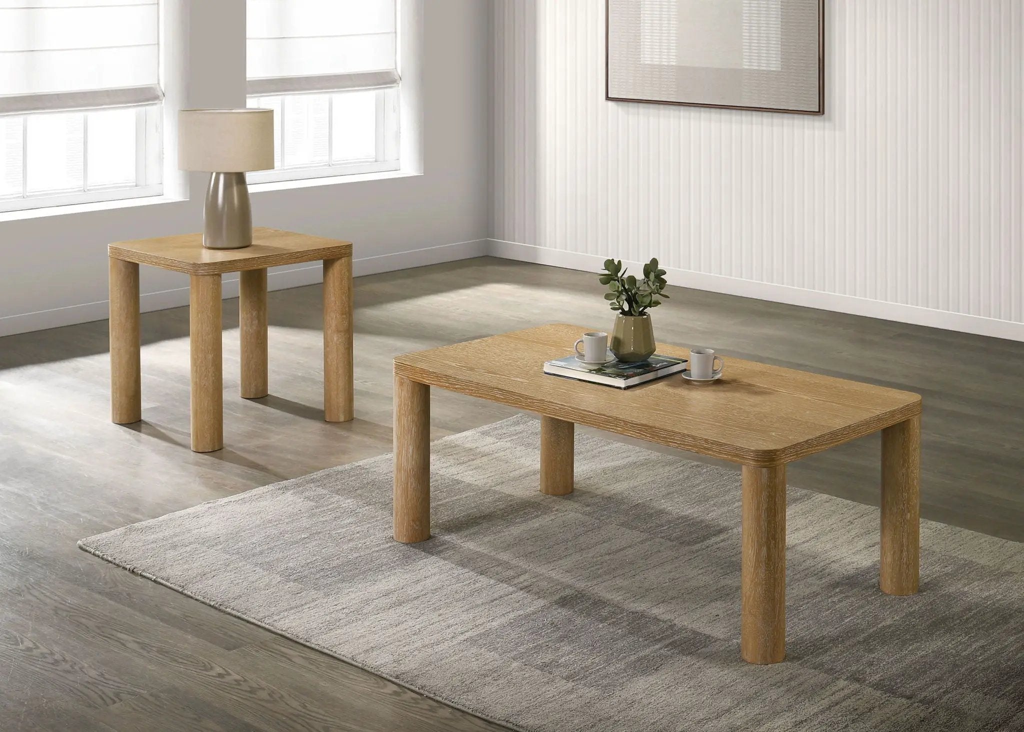 Castlewood 2-piece Cocktail Coffee Table Set Light Oak by Unique Piece Furniture