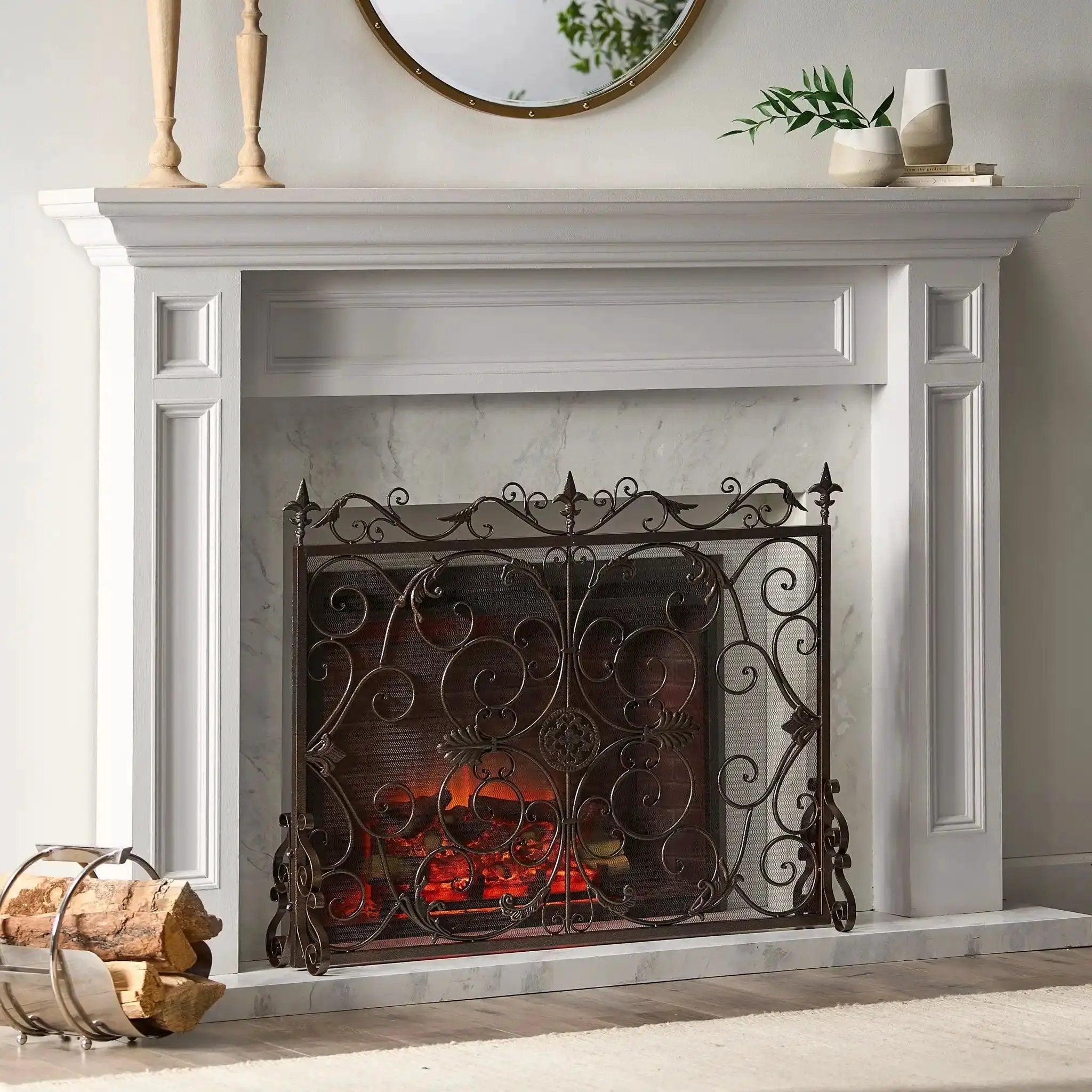 Darcie Wrought Iron Fireplace Screen Ornate Design by HouseOfZazla