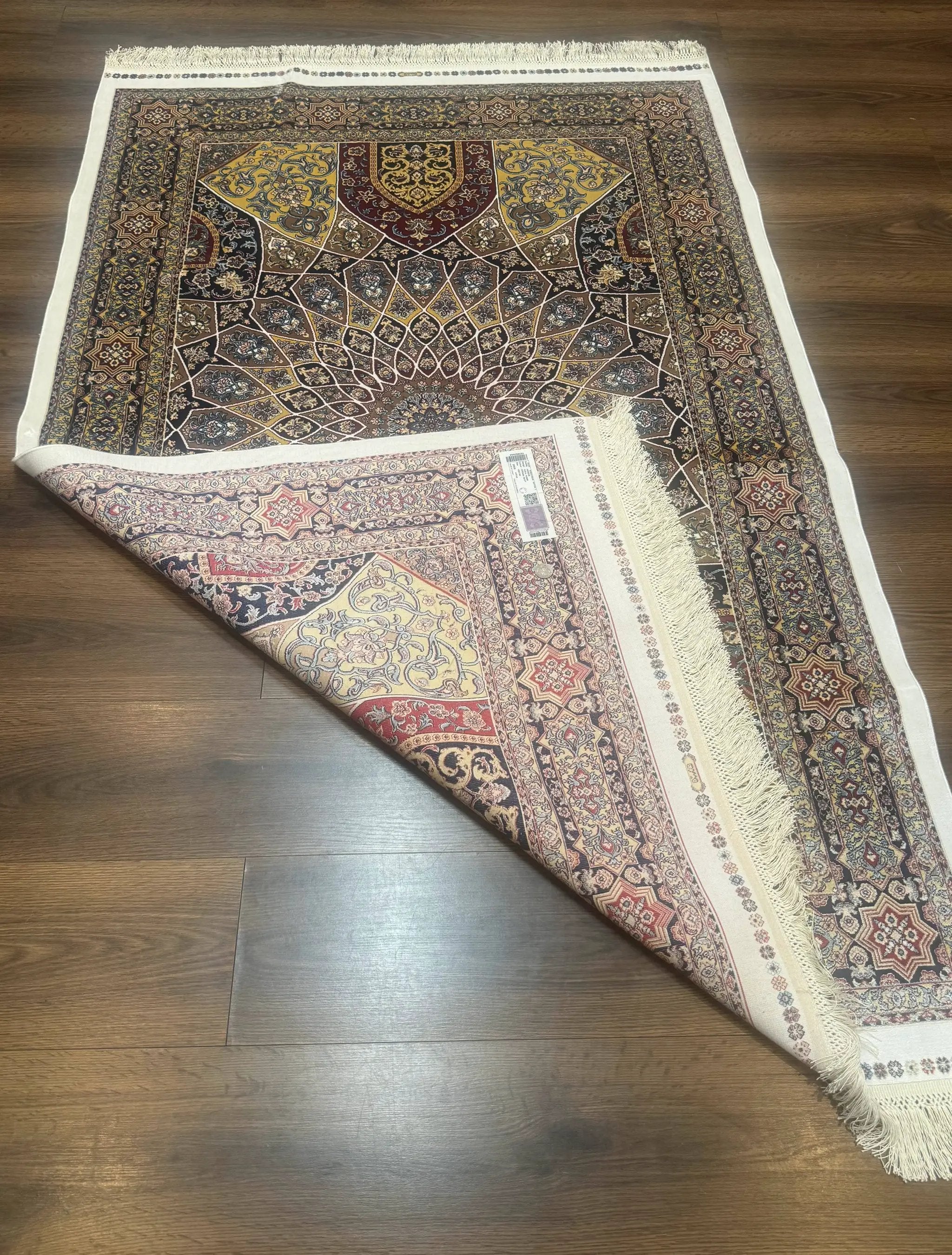 Turkish Silk Rug 4x6, Dome Design, Memluk Carpet, Bamboo Silk, New by Jewel Rugs