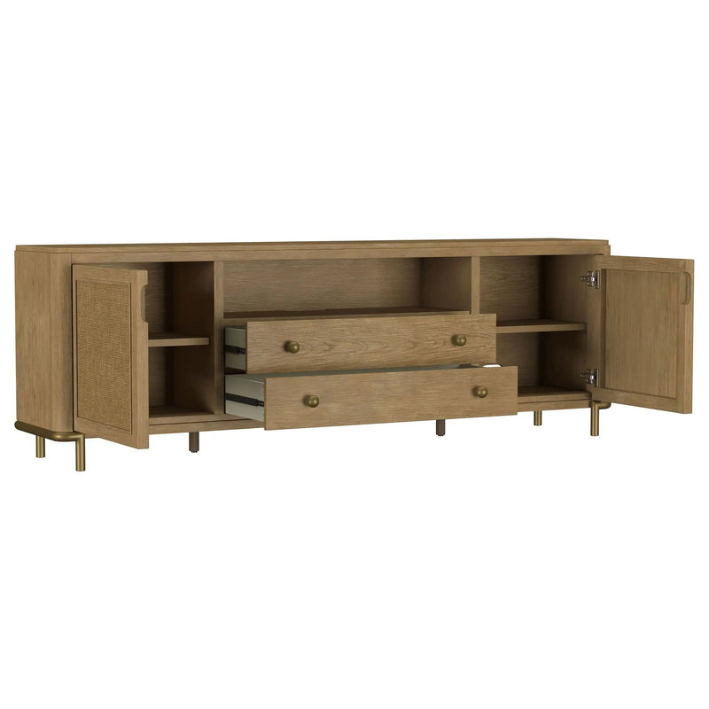 Arini Rattan Cane 2-door TV Stand Media Console Sand Wash by Unique Piece Furniture